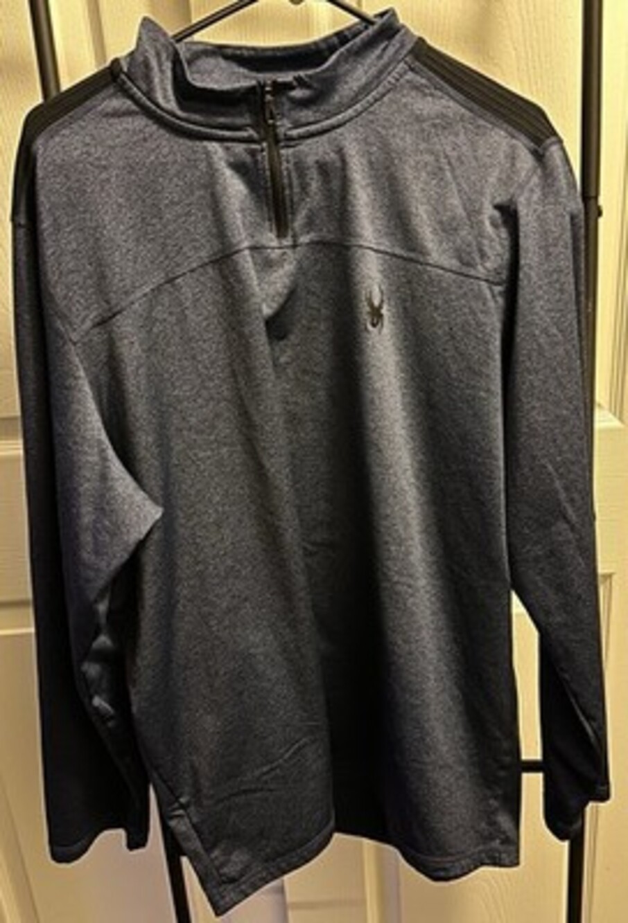Spyder Active Men's XL Blue 1/4 Zip Mock Neck Pullover Stretch Poly/Spandex